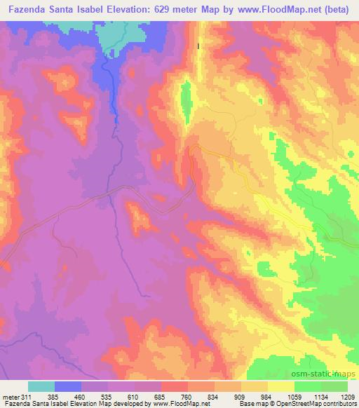 Fazenda Santa Isabel,Angola Elevation Map