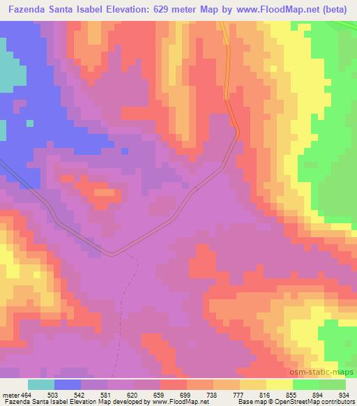 Fazenda Santa Isabel,Angola Elevation Map