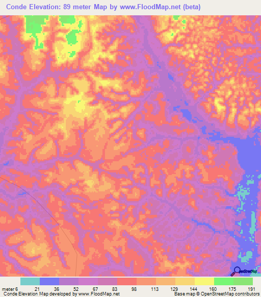 Conde,Angola Elevation Map