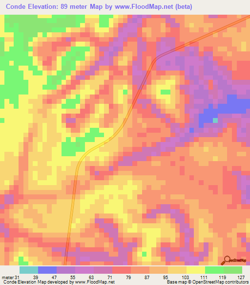 Conde,Angola Elevation Map