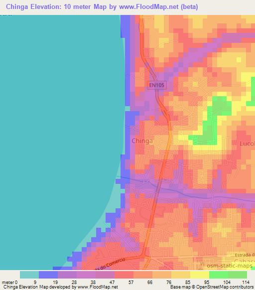 Chinga,Angola Elevation Map