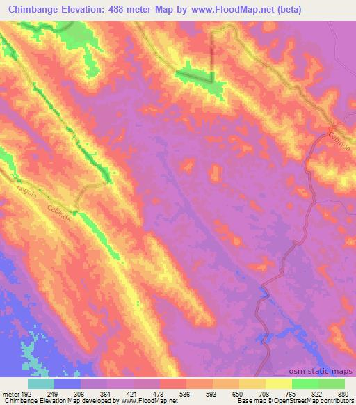 Chimbange,Angola Elevation Map