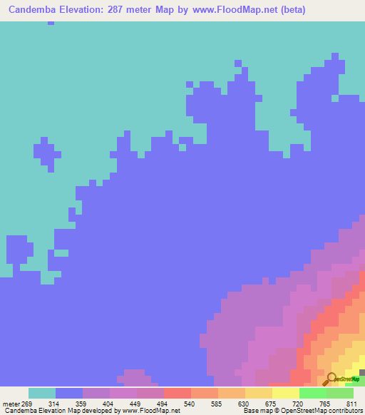 Candemba,Angola Elevation Map