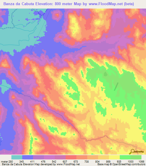 Banza da Cabuta,Angola Elevation Map