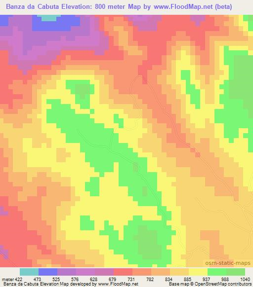 Banza da Cabuta,Angola Elevation Map