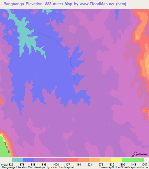 Banguanga,Angola Elevation Map