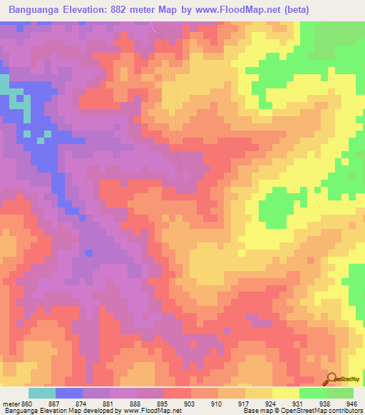 Banguanga,Angola Elevation Map