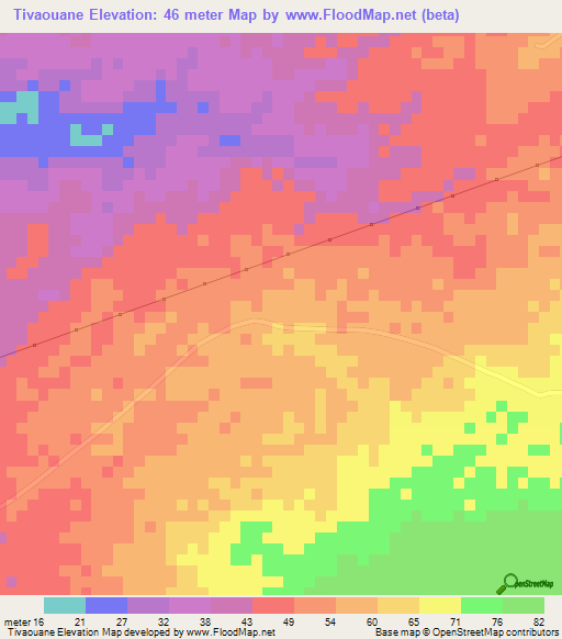 Tivaouane,Senegal Elevation Map