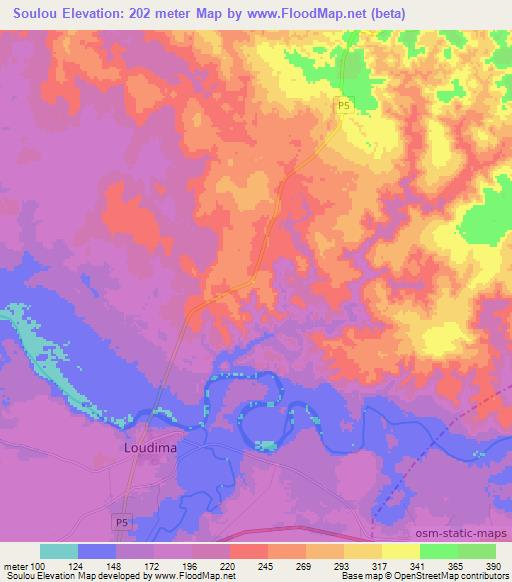 Soulou,Congo (Brazzaville) Elevation Map