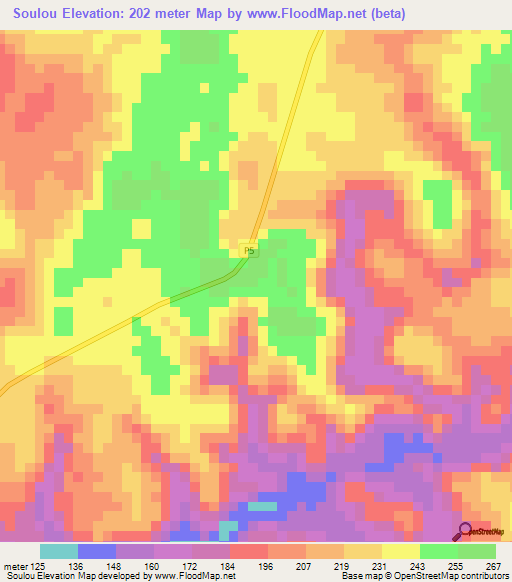 Soulou,Congo (Brazzaville) Elevation Map