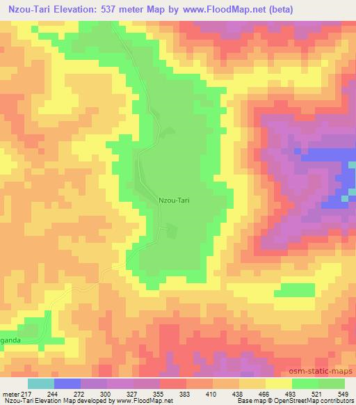 Nzou-Tari,Congo (Brazzaville) Elevation Map