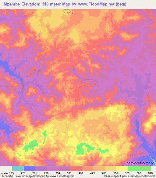 Mpembe,Congo (Brazzaville) Elevation Map