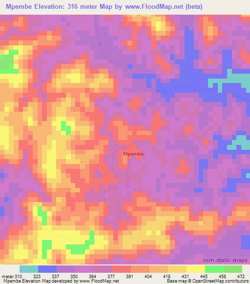 Mpembe,Congo (Brazzaville) Elevation Map