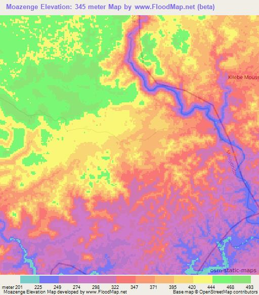 Moazenge,Congo (Brazzaville) Elevation Map