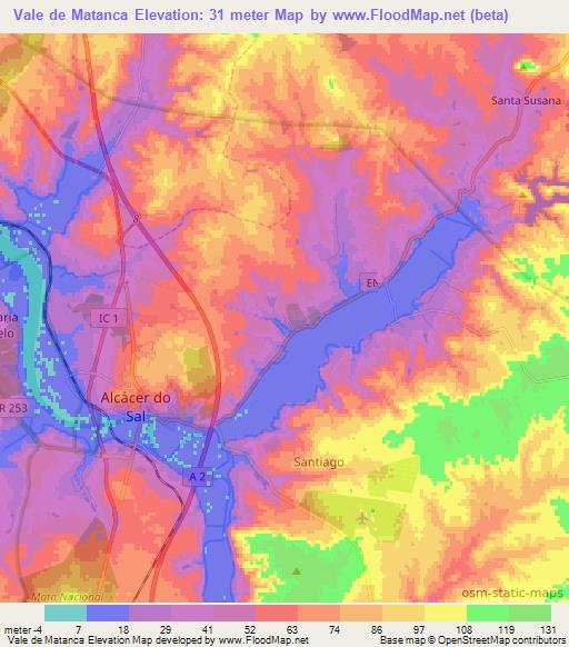 Vale de Matanca,Portugal Elevation Map