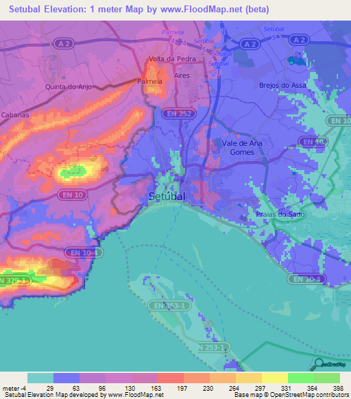 Elevation Of Setubal,portugal Elevation Map, Topography, Contour
