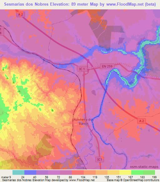 Sesmarias dos Nobres,Portugal Elevation Map