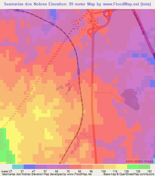 Sesmarias dos Nobres,Portugal Elevation Map
