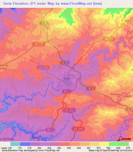 Serta,Portugal Elevation Map