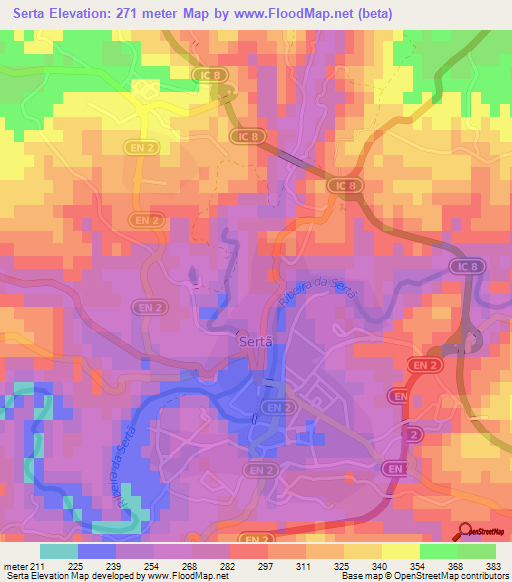 Serta,Portugal Elevation Map