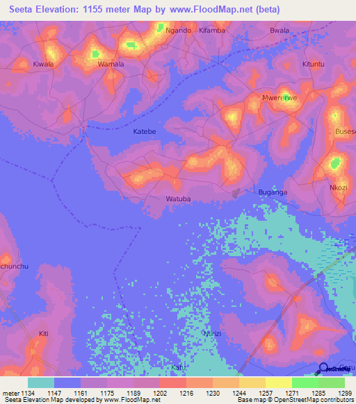 Seeta,Uganda Elevation Map