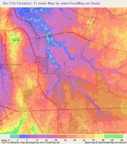 Rio Frio,Portugal Elevation Map