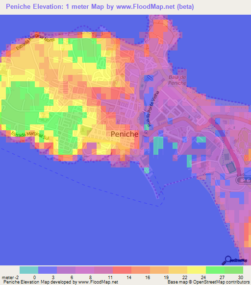 Peniche,Portugal Elevation Map