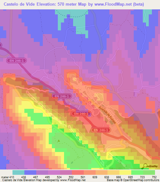 Castelo de Vide,Portugal Elevation Map