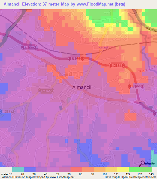 Almancil,Portugal Elevation Map