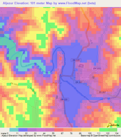 Aljezur,Portugal Elevation Map