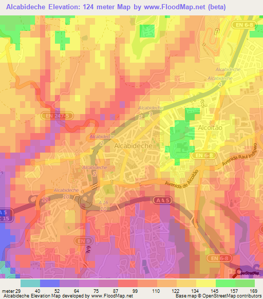 Alcabideche,Portugal Elevation Map