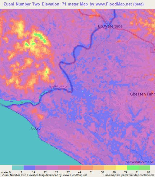 Zuani Number Two,Liberia Elevation Map