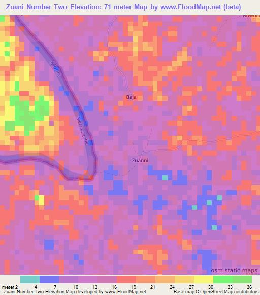 Zuani Number Two,Liberia Elevation Map