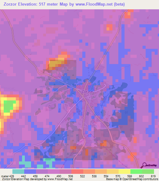 Zorzor,Liberia Elevation Map