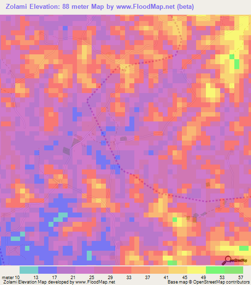 Zolami,Liberia Elevation Map