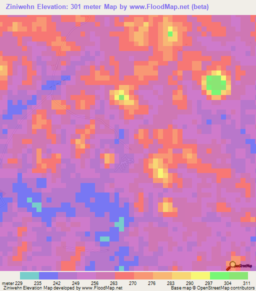 Ziniwehn,Liberia Elevation Map