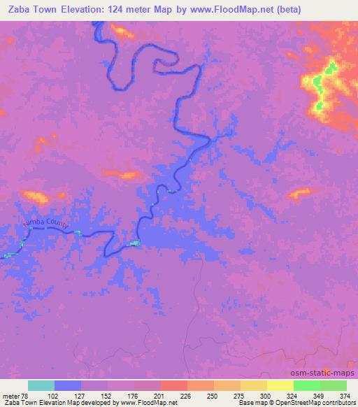 Zaba Town,Liberia Elevation Map