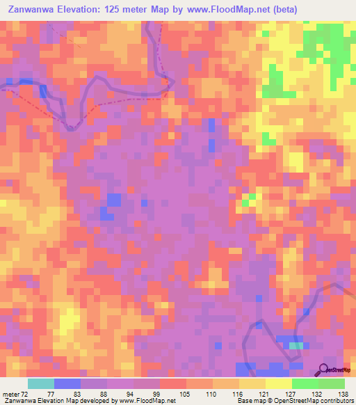 Zanwanwa,Liberia Elevation Map