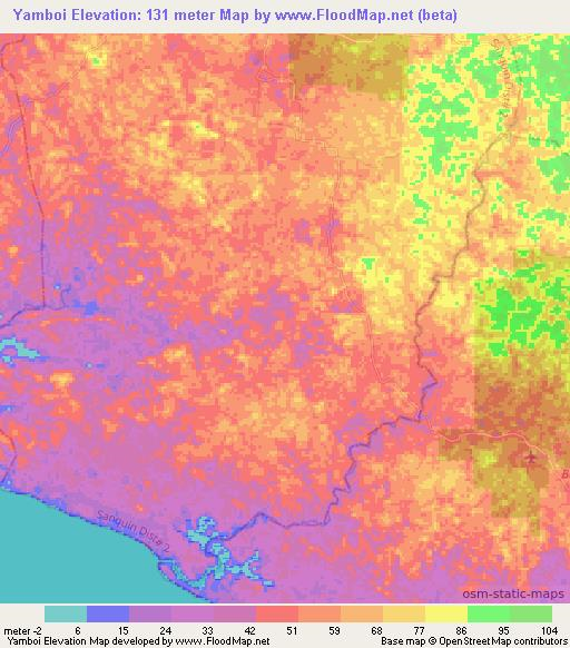 Yamboi,Liberia Elevation Map