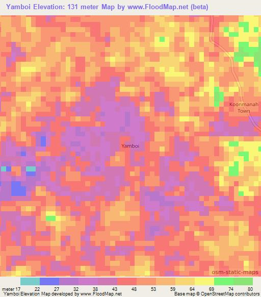 Yamboi,Liberia Elevation Map