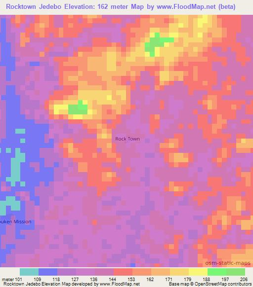 Rocktown Jedebo,Liberia Elevation Map