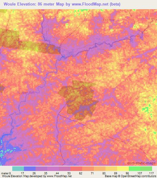 Woule,Liberia Elevation Map