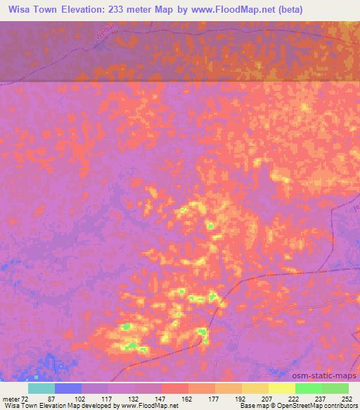 Wisa Town,Liberia Elevation Map