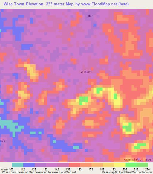 Wisa Town,Liberia Elevation Map