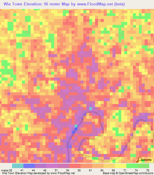 Wia Town,Liberia Elevation Map