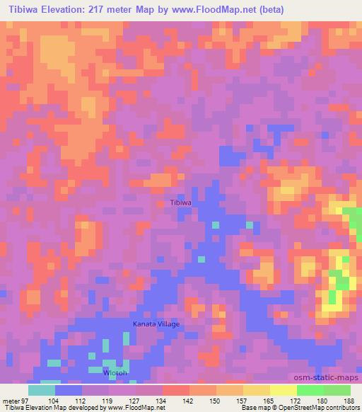 Tibiwa,Liberia Elevation Map