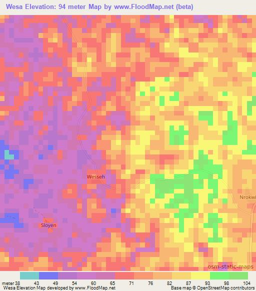 Wesa,Liberia Elevation Map