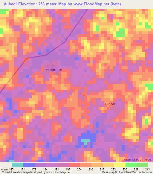 Vubadi,Liberia Elevation Map