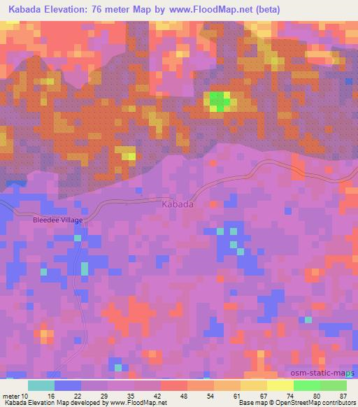 Kabada,Liberia Elevation Map