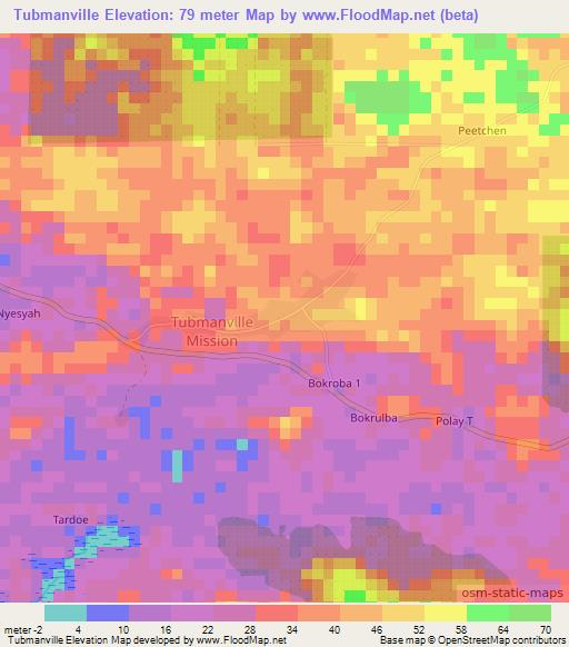 Tubmanville,Liberia Elevation Map